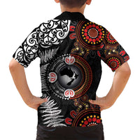Australia and New Zealand Together Family Matching Puletasi and Hawaiian Shirt Aboriginal and Maori Art Tattoo LT03 - Polynesian Pride
