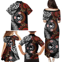 Australia and New Zealand Together Family Matching Puletasi and Hawaiian Shirt Aboriginal and Maori Art Tattoo LT03 - Polynesian Pride