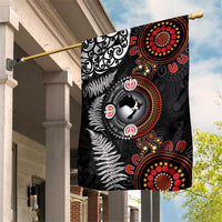 Australia and New Zealand Together Garden Flag Aboriginal and Maori Art Tattoo LT03 House Flag Black - Polynesian Pride