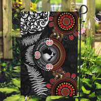 Australia and New Zealand Together Garden Flag Aboriginal and Maori Art Tattoo LT03 Garden Flag Black - Polynesian Pride