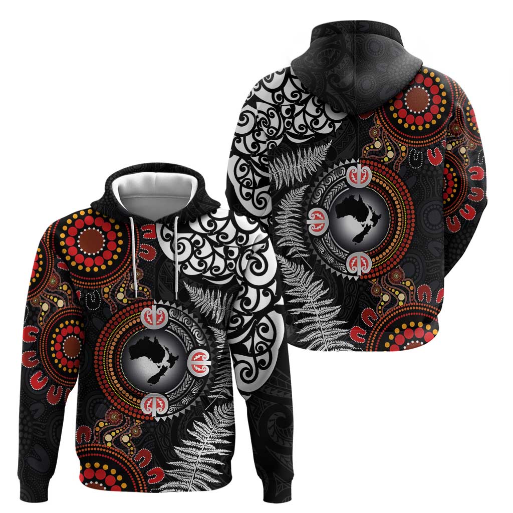 Australia and New Zealand Together Hoodie Aboriginal and Maori Art Tattoo LT03 - Polynesian Pride