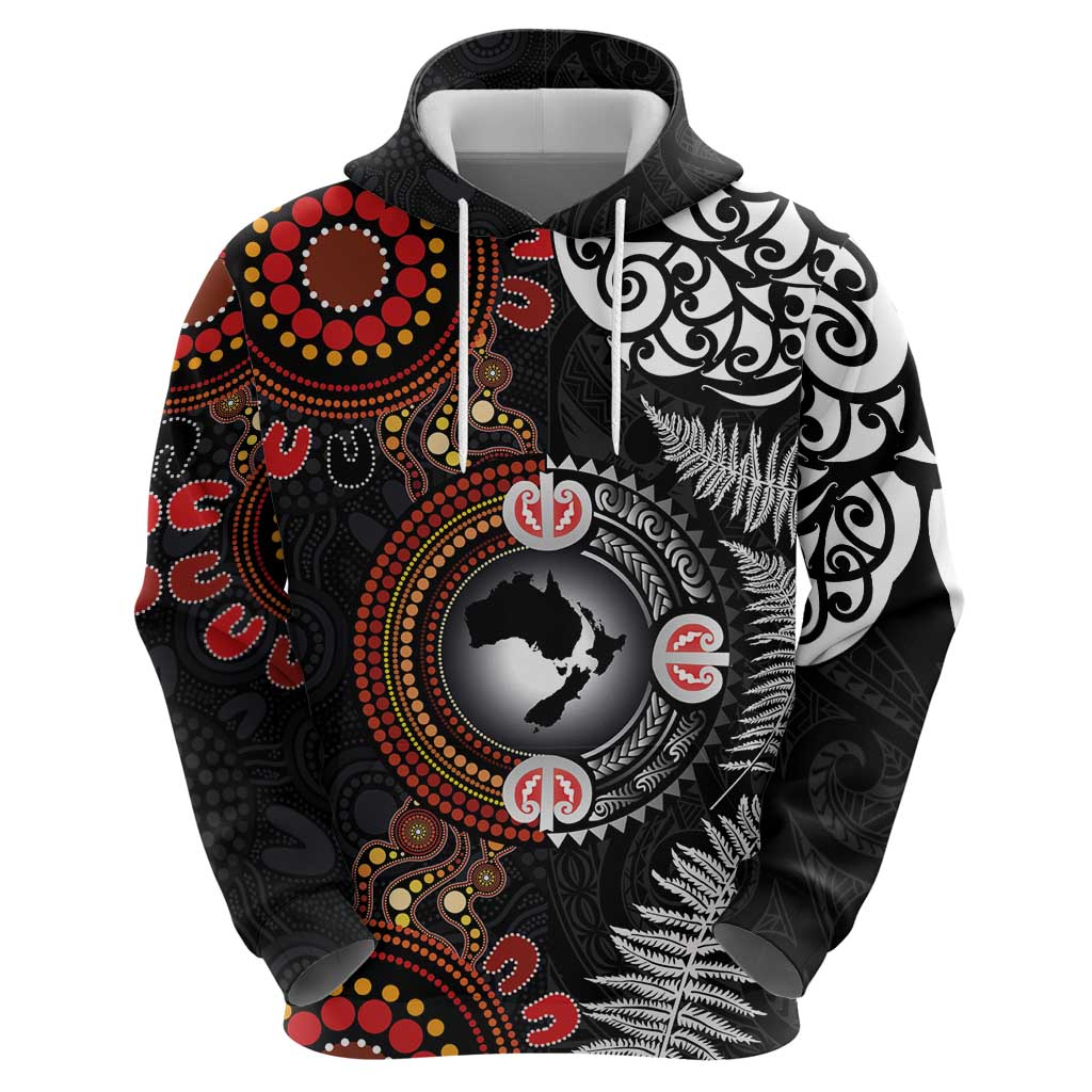 Australia and New Zealand Together Hoodie Aboriginal and Maori Art Tattoo LT03 - Polynesian Pride