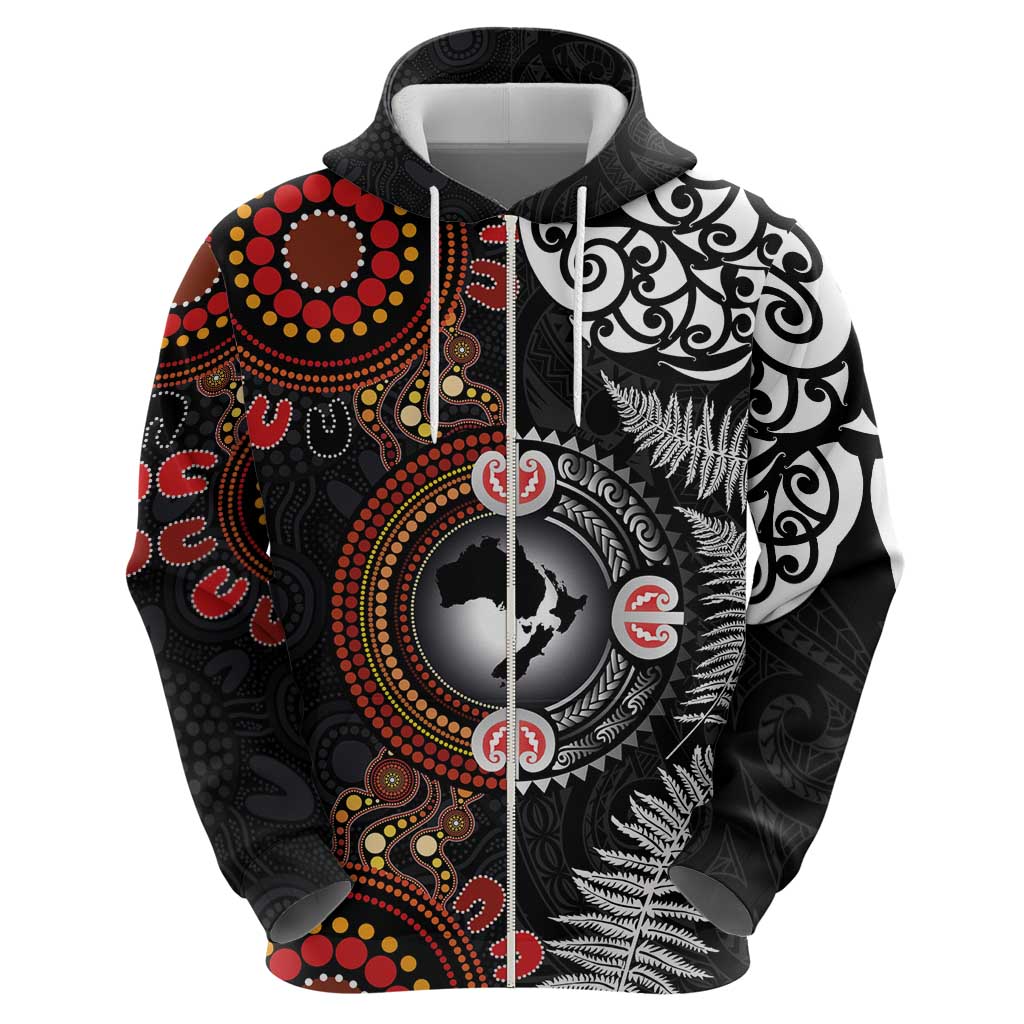 Australia and New Zealand Together Hoodie Aboriginal and Maori Art Tattoo LT03 - Polynesian Pride