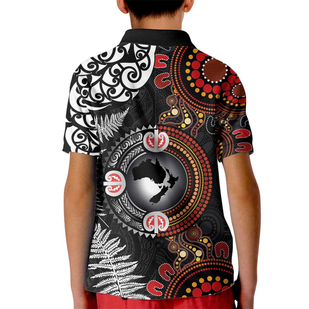 Australia and New Zealand Together Kid Polo Shirt Aboriginal and Maori Art Tattoo LT03 - Polynesian Pride