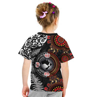 Australia and New Zealand Together Kid T Shirt Aboriginal and Maori Art Tattoo LT03 - Polynesian Pride