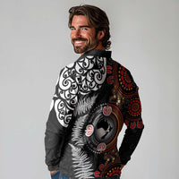 Australia and New Zealand Together Long Sleeve Polo Shirt Aboriginal and Maori Art Tattoo LT03 - Polynesian Pride