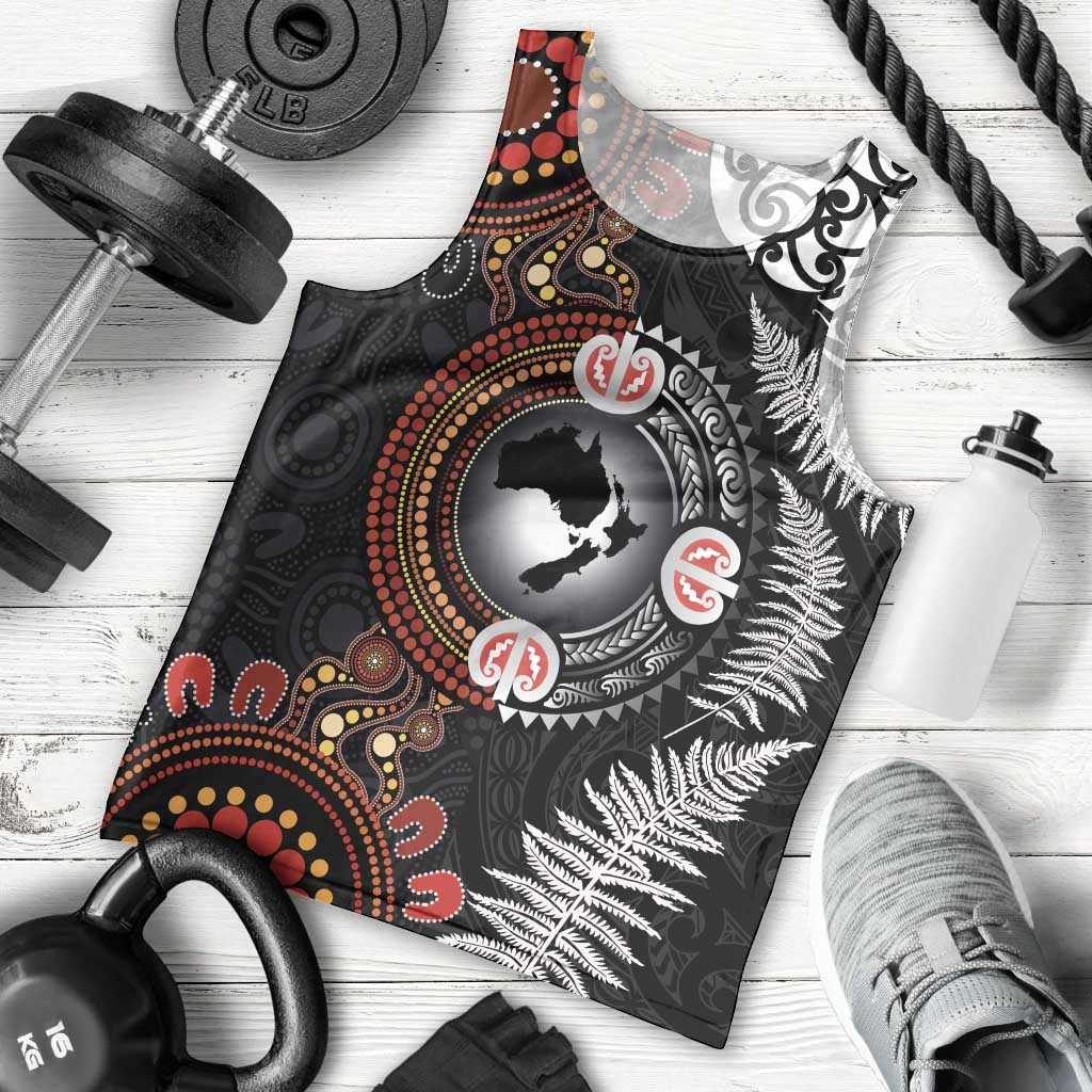 Australia and New Zealand Together Men Tank Top Aboriginal and Maori Art Tattoo LT03 - Polynesian Pride