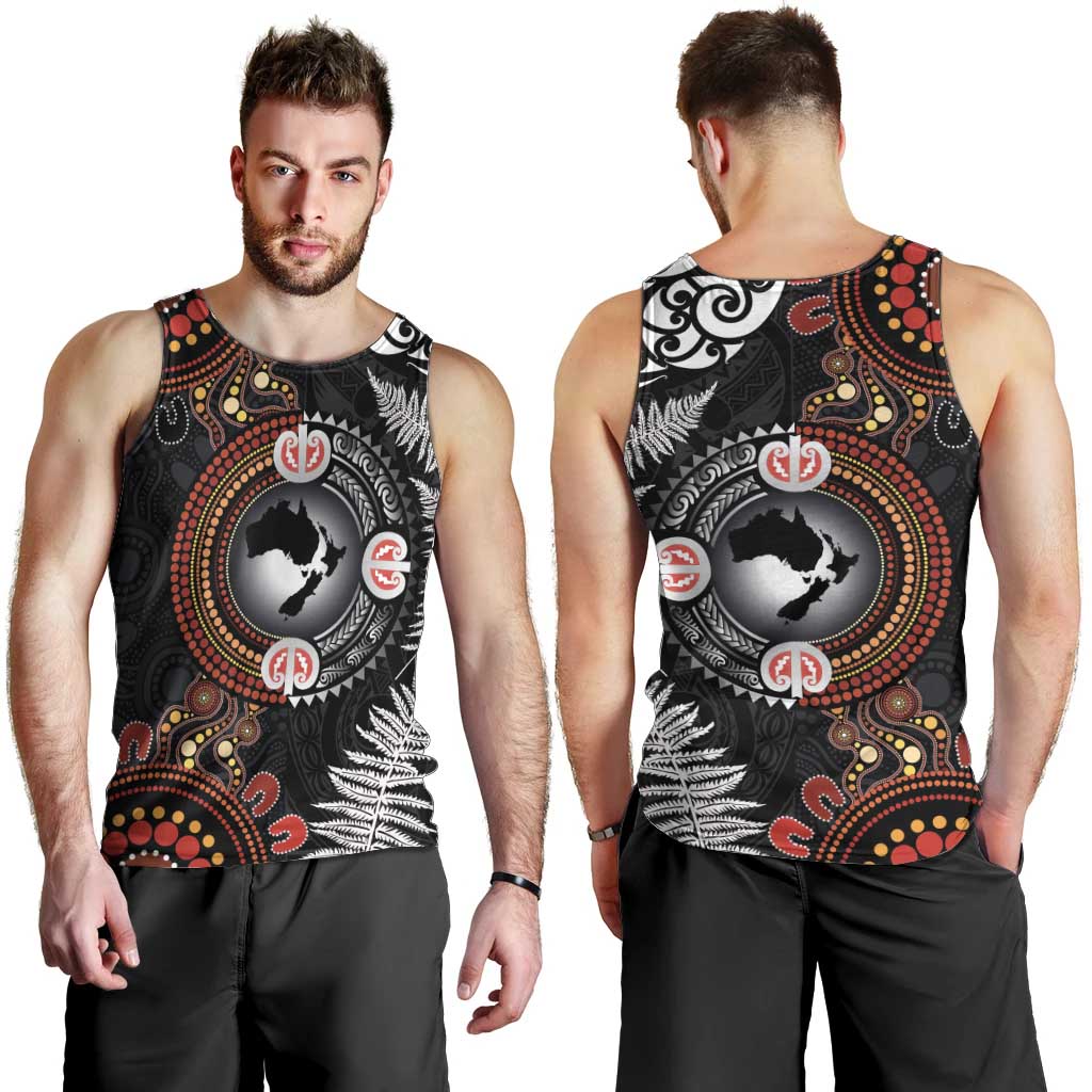 Australia and New Zealand Together Men Tank Top Aboriginal and Maori Art Tattoo LT03 - Polynesian Pride