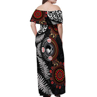 Australia and New Zealand Together Off Shoulder Maxi Dress Aboriginal and Maori Art Tattoo LT03 - Polynesian Pride