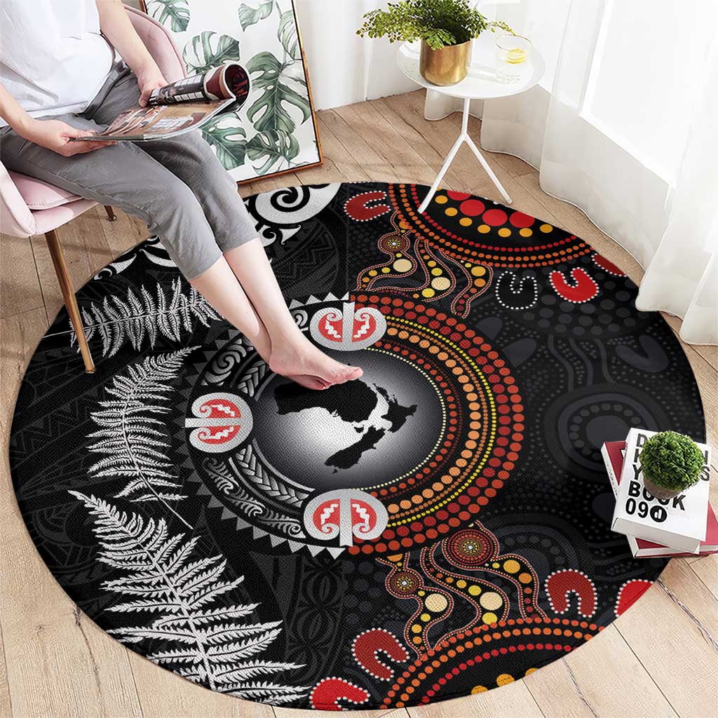 Australia and New Zealand Together Round Carpet Aboriginal and Maori Art Tattoo LT03 - Polynesian Pride