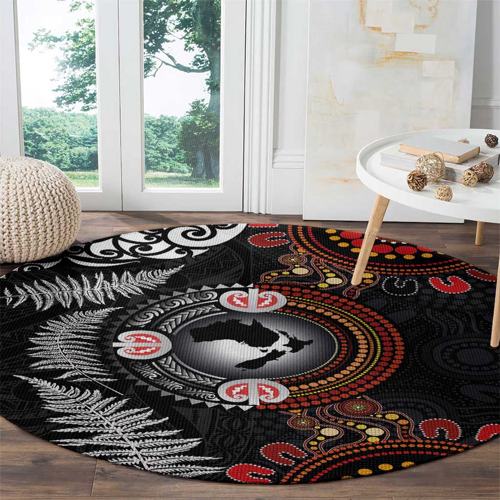 Australia and New Zealand Together Round Carpet Aboriginal and Maori Art Tattoo LT03 - Polynesian Pride
