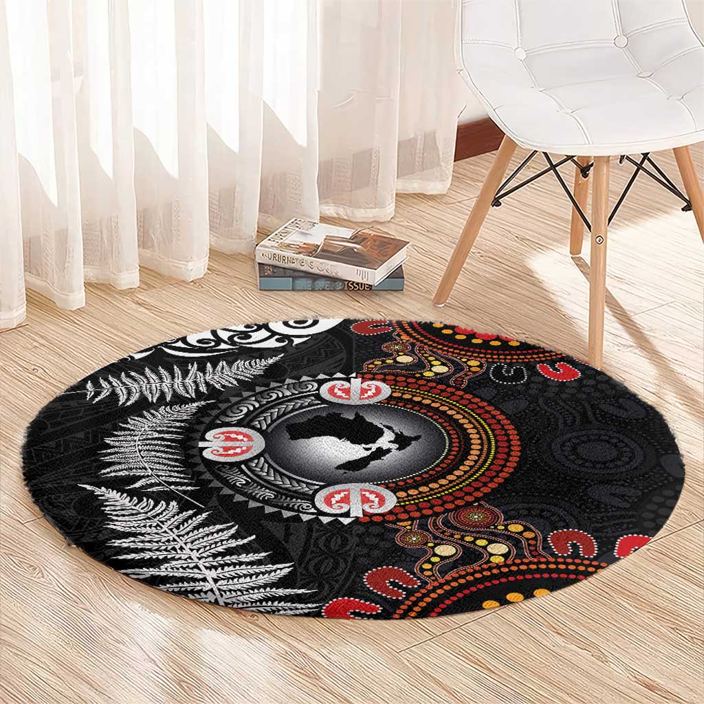 Australia and New Zealand Together Round Carpet Aboriginal and Maori Art Tattoo LT03 - Polynesian Pride