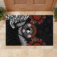 Australia and New Zealand Together Rubber Doormat Aboriginal and Maori Art Tattoo LT03 Black - Polynesian Pride