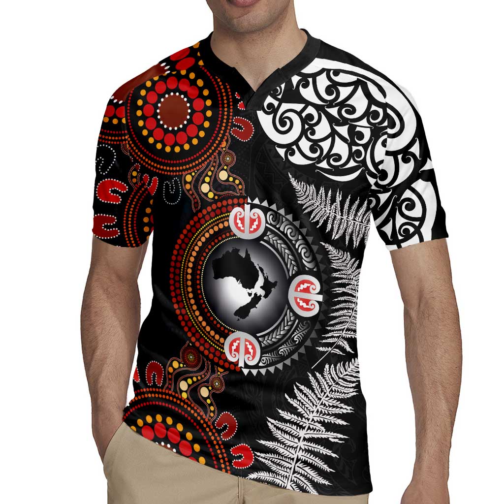 Australia and New Zealand Together Rugby Jersey Aboriginal and Maori Art Tattoo LT03 - Polynesian Pride
