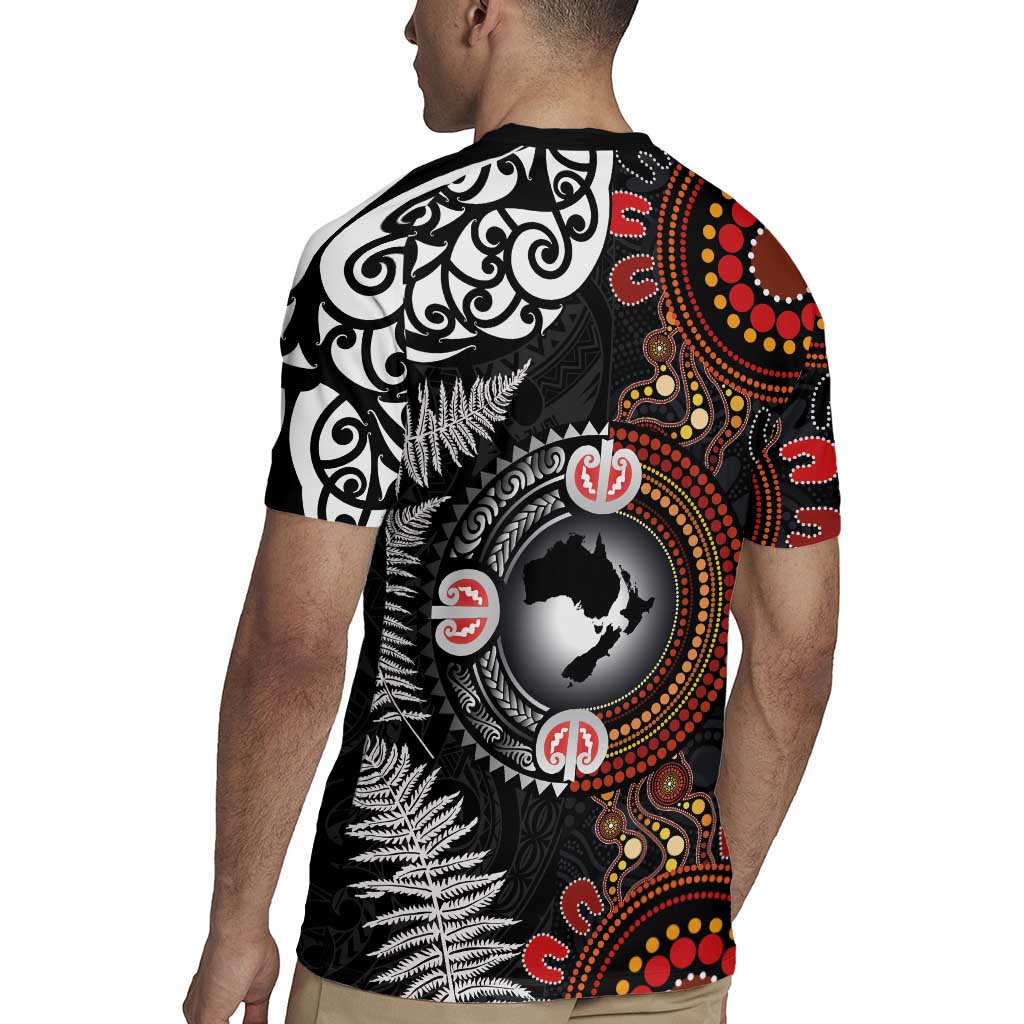 Australia and New Zealand Together Rugby Jersey Aboriginal and Maori Art Tattoo LT03 - Polynesian Pride
