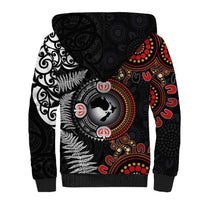 Australia and New Zealand Together Sherpa Hoodie Aboriginal and Maori Art Tattoo LT03 - Polynesian Pride