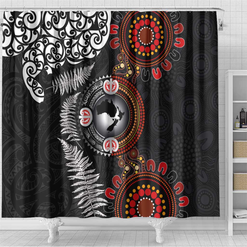 Australia and New Zealand Together Shower Curtain Aboriginal and Maori Art Tattoo LT03 - Polynesian Pride