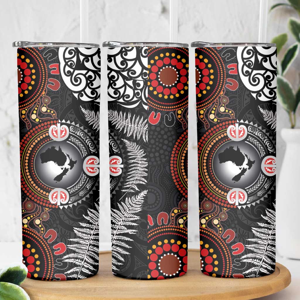 Australia and New Zealand Together Skinny Tumbler Aboriginal and Maori Art Tattoo LT03 - Polynesian Pride