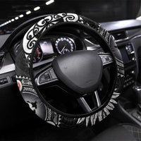 Australia and New Zealand Together Steering Wheel Cover Aboriginal and Maori Art Tattoo LT03 Universal Fit Black - Polynesian Pride