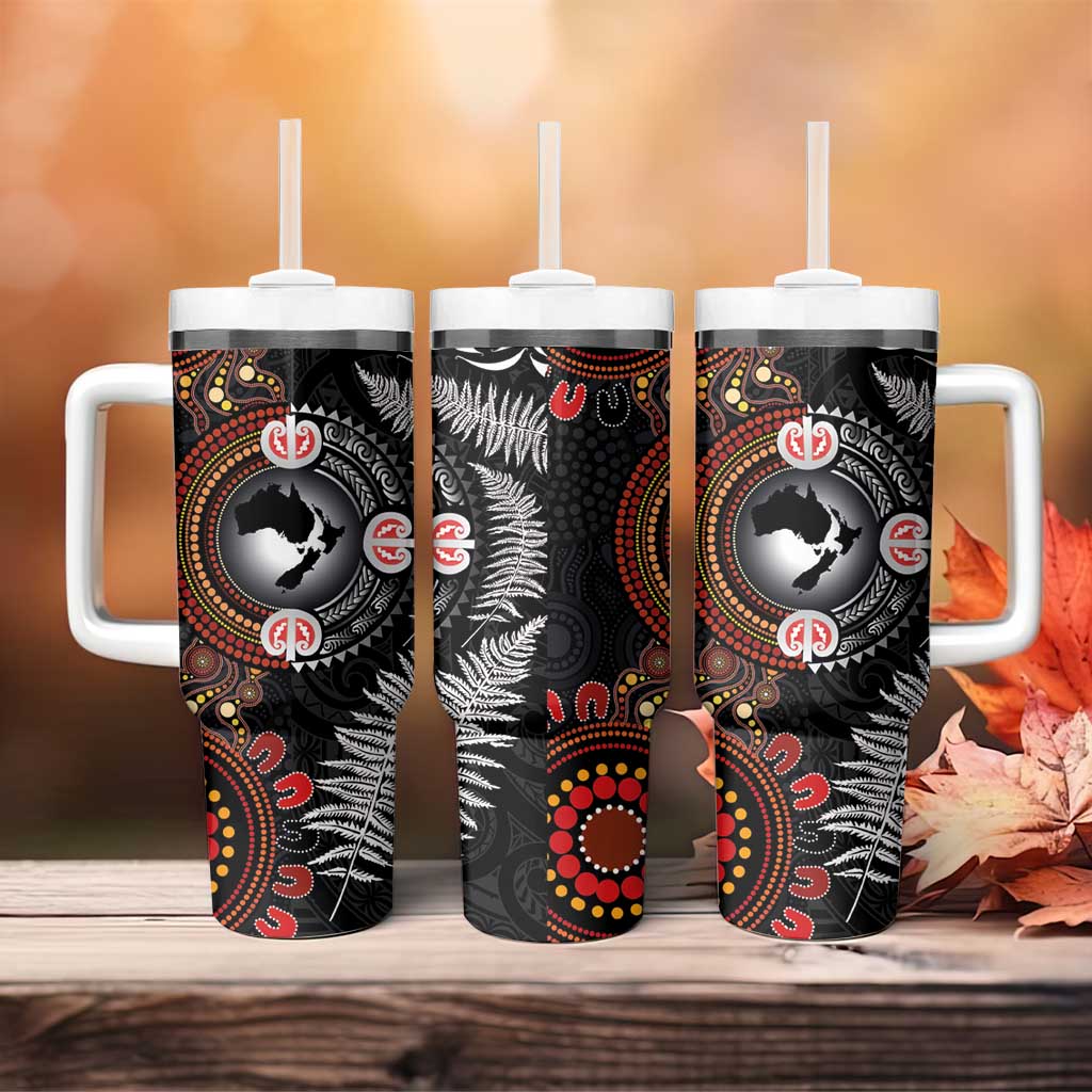 Australia and New Zealand Together Tumbler With Handle Aboriginal and Maori Art Tattoo LT03 - Polynesian Pride