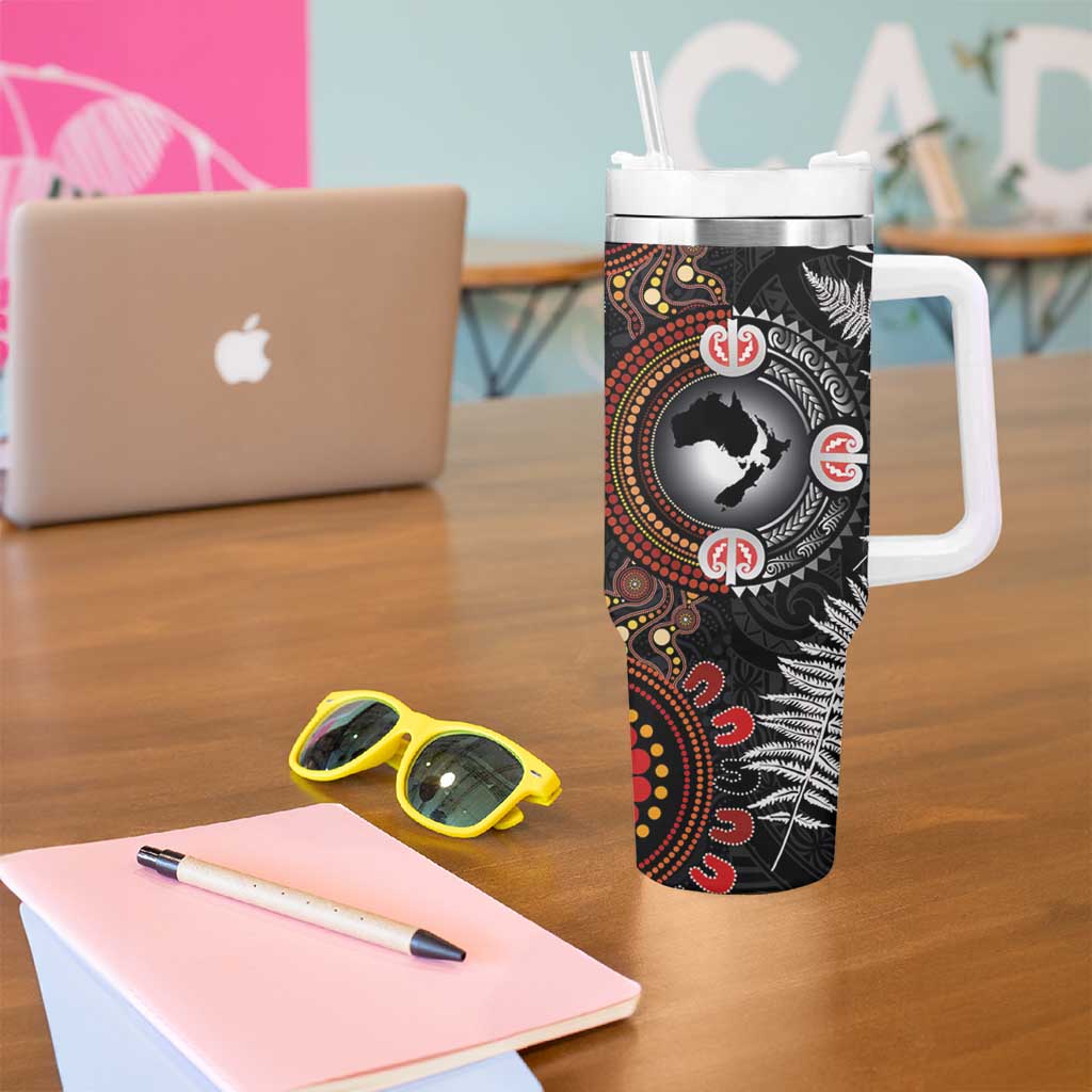 Australia and New Zealand Together Tumbler With Handle Aboriginal and Maori Art Tattoo LT03 - Polynesian Pride