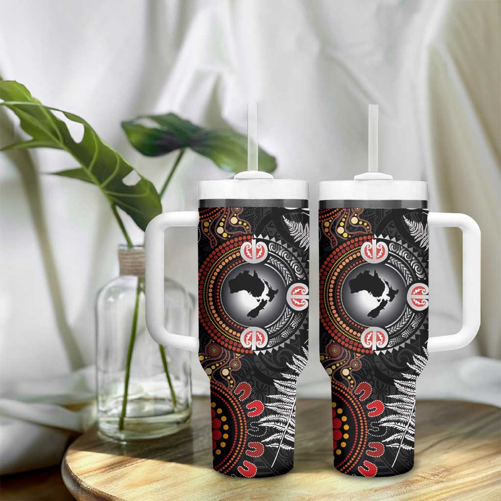 Australia and New Zealand Together Tumbler With Handle Aboriginal and Maori Art Tattoo LT03 - Polynesian Pride