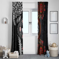 Australia and New Zealand Together Window Curtain Aboriginal and Maori Art Tattoo LT03 - Polynesian Pride