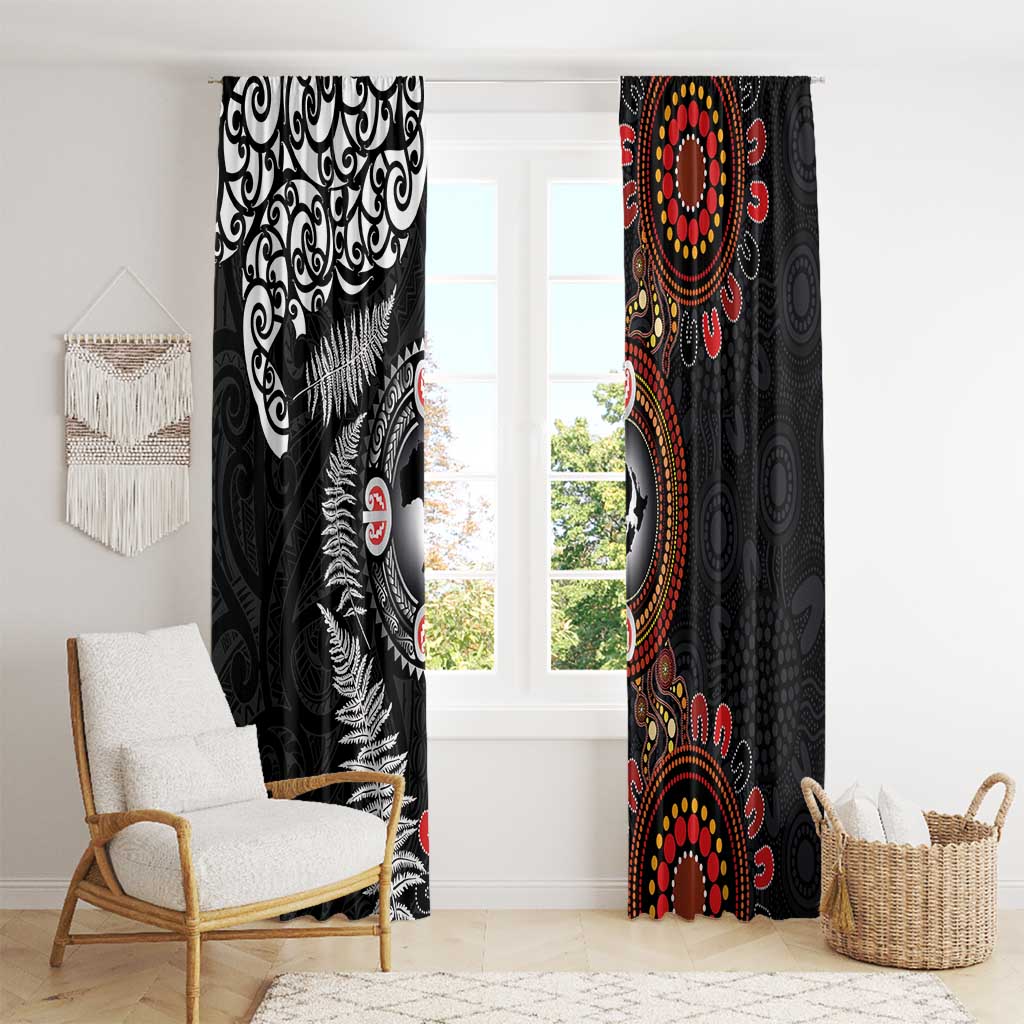 Australia and New Zealand Together Window Curtain Aboriginal and Maori Art Tattoo LT03 - Polynesian Pride