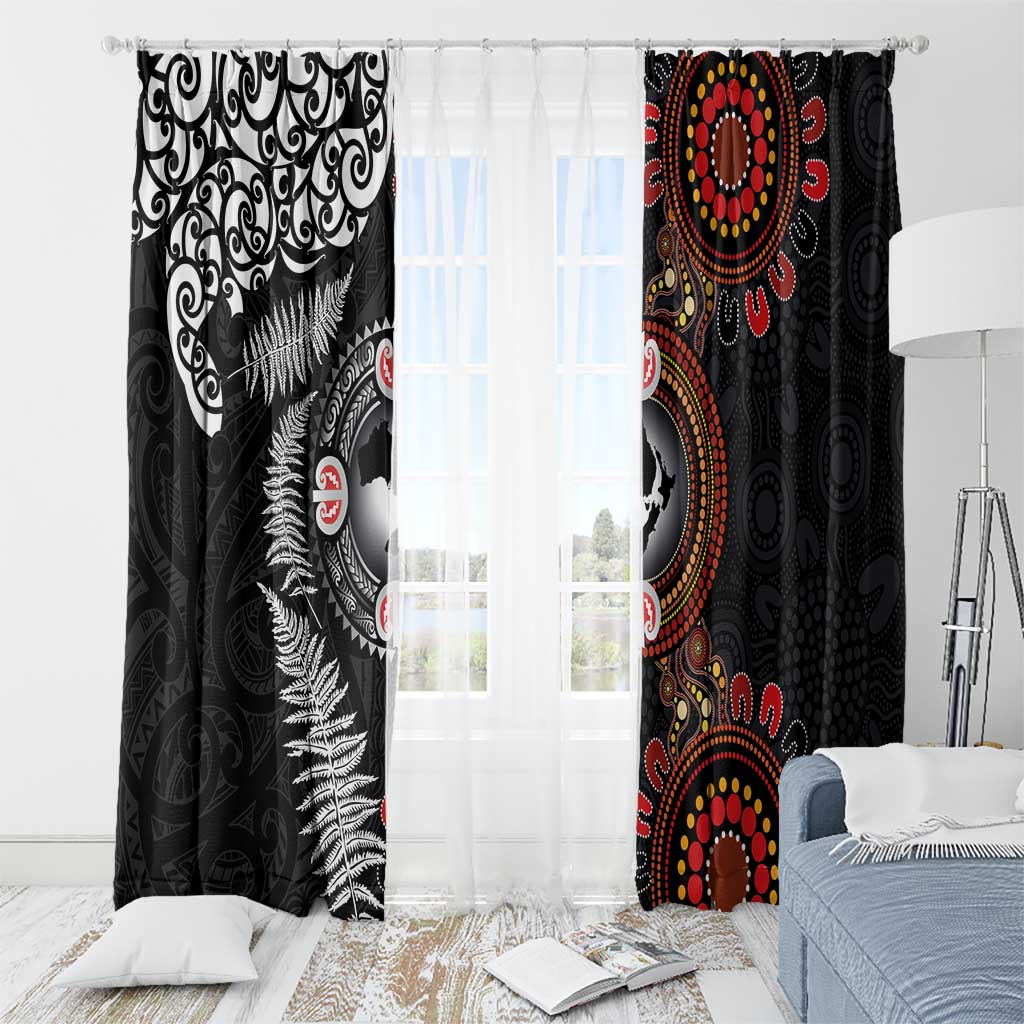 Australia and New Zealand Together Window Curtain Aboriginal and Maori Art Tattoo LT03 - Polynesian Pride