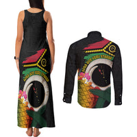 Vanuatu Selebretem 44th Indipendens Dei Couples Matching Tank Maxi Dress and Long Sleeve Button Shirt Sand Drawing Turtle Melanesian Vibes LT03 - Polynesian Pride