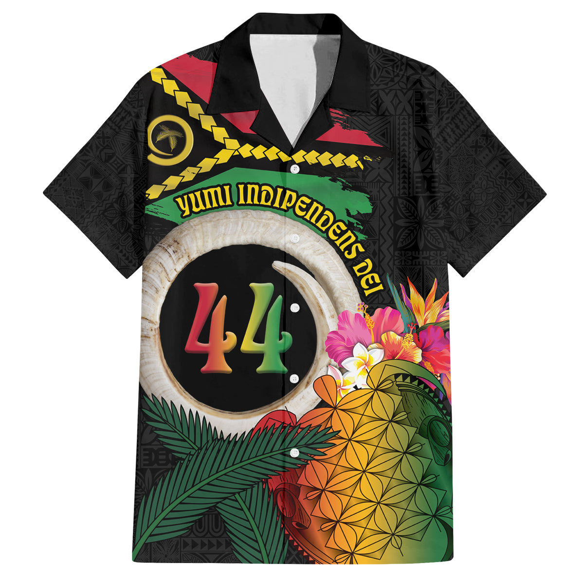 Vanuatu Selebretem 44th Indipendens Dei Family Matching Long Sleeve Bodycon Dress and Hawaiian Shirt Sand Drawing Turtle Melanesian Vibes LT03 Dad's Shirt - Short Sleeve Black - Polynesian Pride