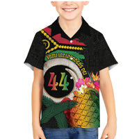 Vanuatu Selebretem 44th Indipendens Dei Family Matching Mermaid Dress and Hawaiian Shirt Sand Drawing Turtle Melanesian Vibes LT03 Son's Shirt Black - Polynesian Pride