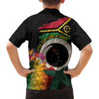 Vanuatu Selebretem 44th Indipendens Dei Family Matching Off Shoulder Maxi Dress and Hawaiian Shirt Sand Drawing Turtle Melanesian Vibes LT03 - Polynesian Pride