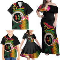 Vanuatu Selebretem 44th Indipendens Dei Family Matching Off Shoulder Maxi Dress and Hawaiian Shirt Sand Drawing Turtle Melanesian Vibes LT03 - Polynesian Pride