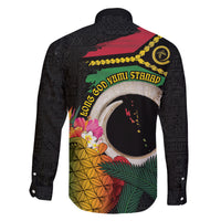 Vanuatu Selebretem 44th Indipendens Dei Family Matching Off Shoulder Short Dress and Hawaiian Shirt Sand Drawing Turtle Melanesian Vibes LT03 - Polynesian Pride