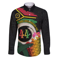 Vanuatu Selebretem 44th Indipendens Dei Family Matching Short Sleeve Bodycon Dress and Hawaiian Shirt Sand Drawing Turtle Melanesian Vibes LT03 Dad's Shirt - Long Sleeve Black - Polynesian Pride