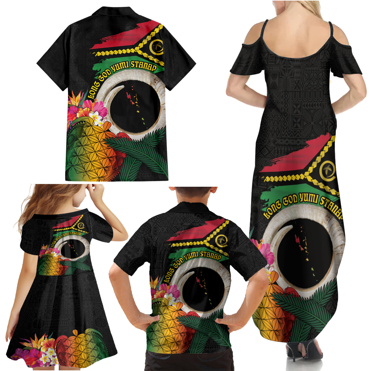 Vanuatu Selebretem 44th Indipendens Dei Family Matching Summer Maxi Dress and Hawaiian Shirt Sand Drawing Turtle Melanesian Vibes LT03 - Polynesian Pride