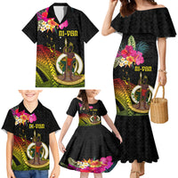Vanuatu Ni-Van Family Matching Mermaid Dress and Hawaiian Shirt Coat of Arms Sand Drawing LT03 - Polynesian Pride