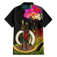 Vanuatu Ni-Van Family Matching Off The Shoulder Long Sleeve Dress and Hawaiian Shirt Coat of Arms Sand Drawing LT03 - Polynesian Pride
