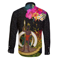 Vanuatu Ni-Van Family Matching Off Shoulder Maxi Dress and Hawaiian Shirt Coat of Arms Sand Drawing LT03 - Polynesian Pride
