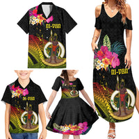 Vanuatu Ni-Van Family Matching Summer Maxi Dress and Hawaiian Shirt Coat of Arms Sand Drawing LT03 - Polynesian Pride