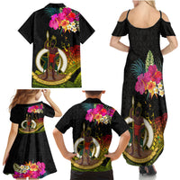 Vanuatu Ni-Van Family Matching Summer Maxi Dress and Hawaiian Shirt Coat of Arms Sand Drawing LT03 - Polynesian Pride