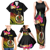 Vanuatu Ni-Van Family Matching Tank Maxi Dress and Hawaiian Shirt Coat of Arms Sand Drawing LT03 - Polynesian Pride