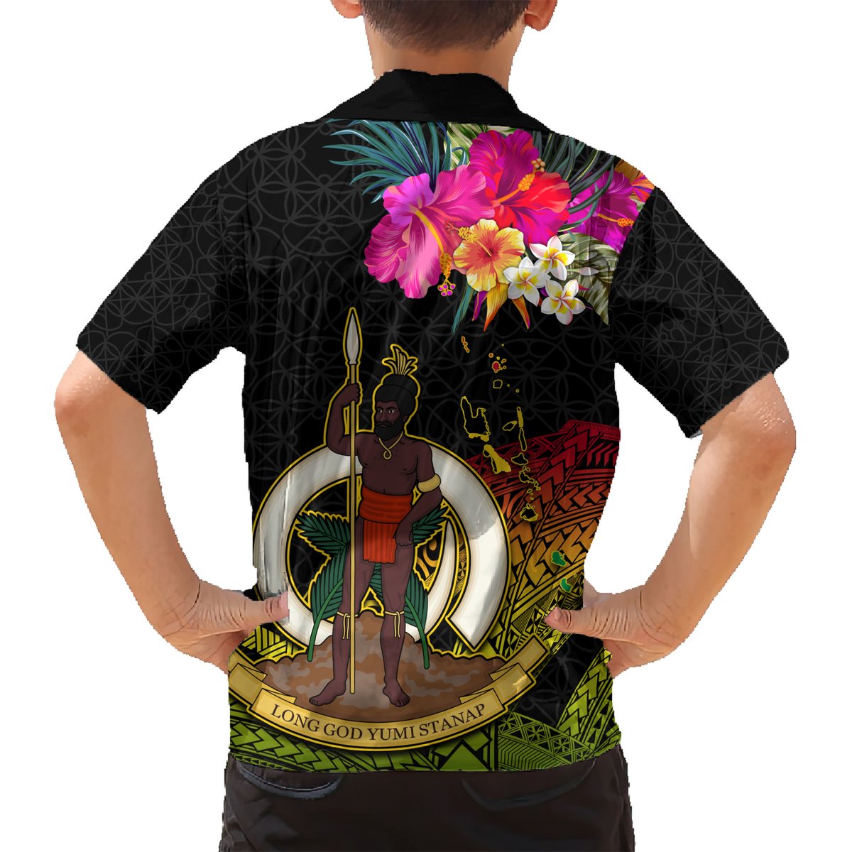 Vanuatu Ni-Van Hawaiian Shirt Coat of Arms Sand Drawing