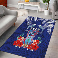 Guam Liberation Day Area Rug The Tribal Latte Stone and Dolphins with Hibiscus Chamorro Culture LT03 - Polynesian Pride