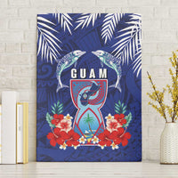 Guam Liberation Day Canvas Wall Art The Tribal Latte Stone and Dolphins with Hibiscus Chamorro Culture LT03 Without Frame Blue - Polynesian Pride