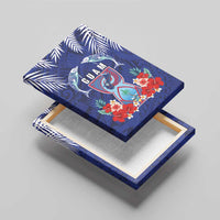 Guam Liberation Day Canvas Wall Art The Tribal Latte Stone and Dolphins with Hibiscus Chamorro Culture LT03 - Polynesian Pride