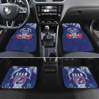 Guam Liberation Day Car Mats The Tribal Latte Stone and Dolphins with Hibiscus Chamorro Culture LT03 Set 4pcs Blue - Polynesian Pride