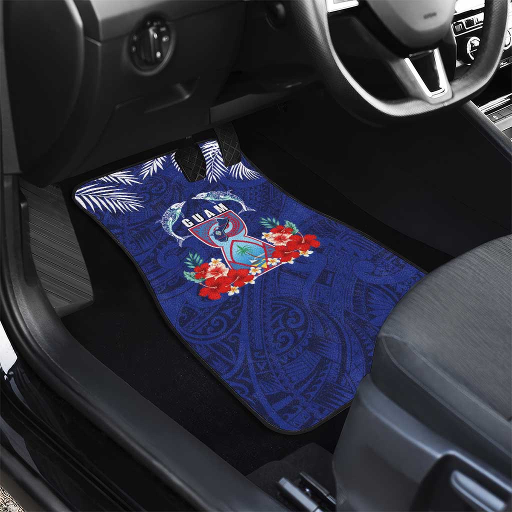 Guam Liberation Day Car Mats The Tribal Latte Stone and Dolphins with Hibiscus Chamorro Culture LT03 - Polynesian Pride
