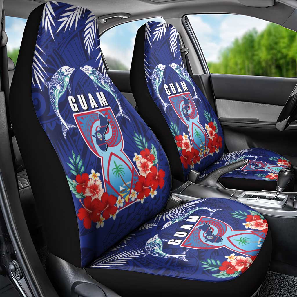 Guam Liberation Day Car Seat Cover The Tribal Latte Stone and Dolphins with Hibiscus Chamorro Culture LT03 - Polynesian Pride